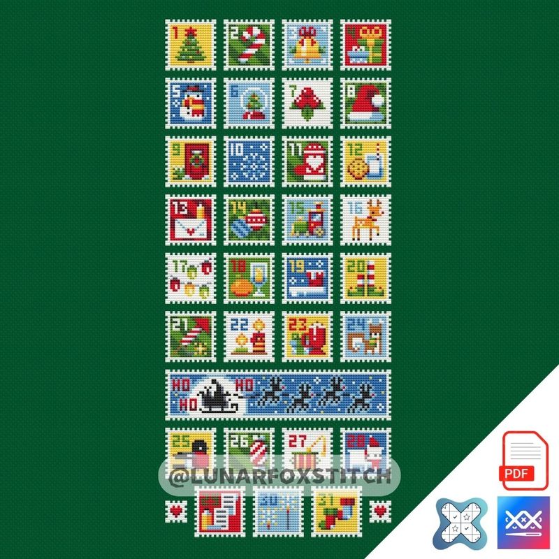 Advent calendar mini cross stitch pattern