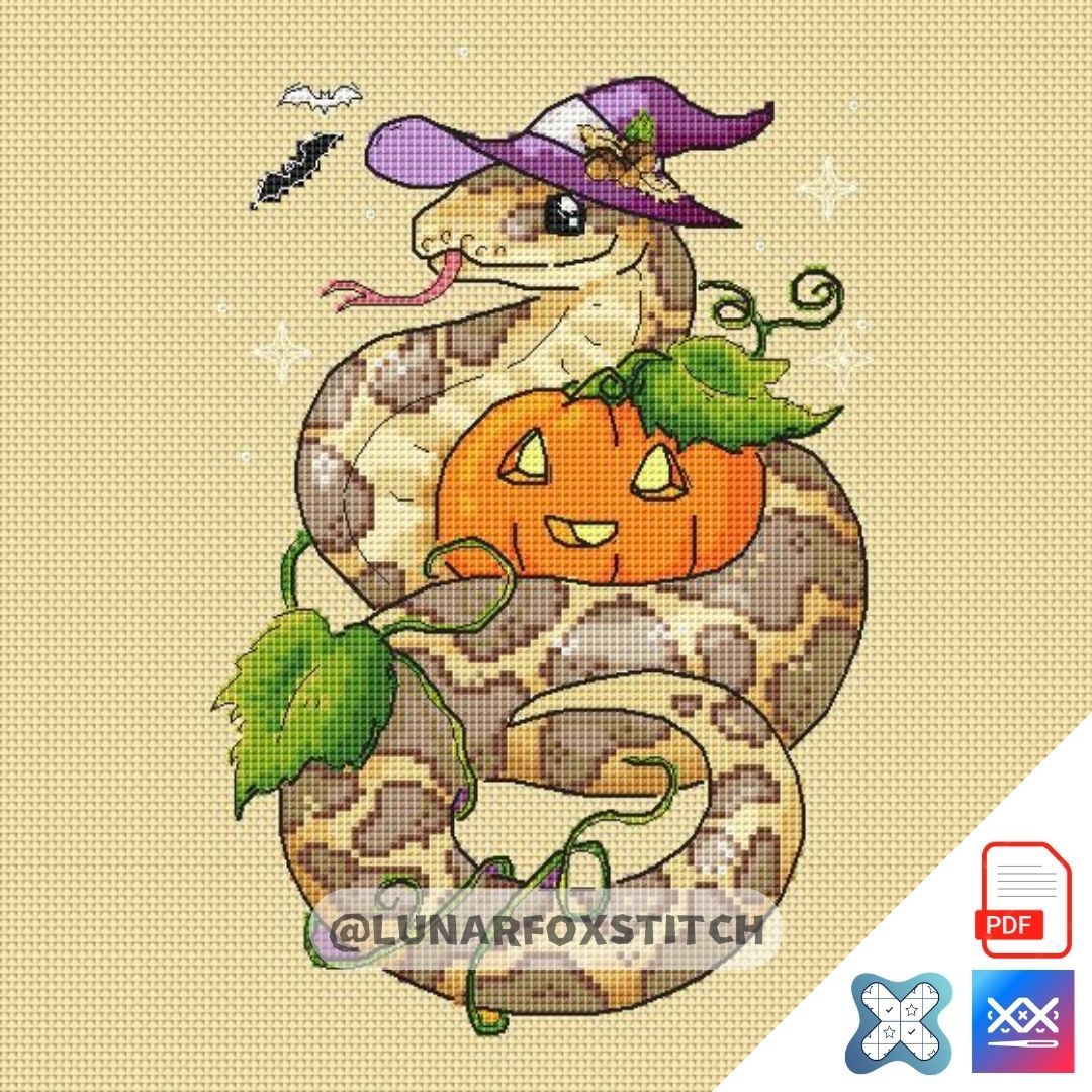 Halloween Snake mini cross stitch pattern