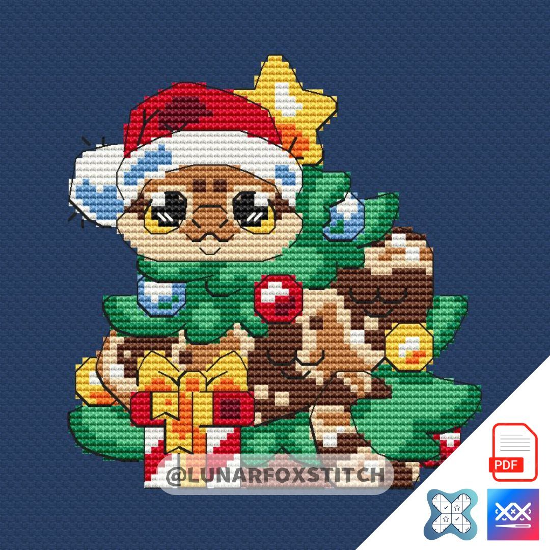 Christmas snake mini cross stitch pattern
