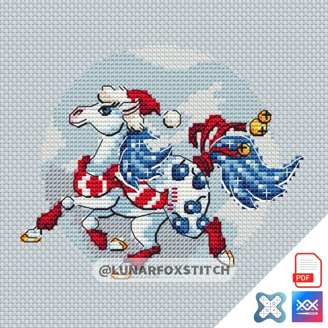Winter horse set mini cross stitch pattern