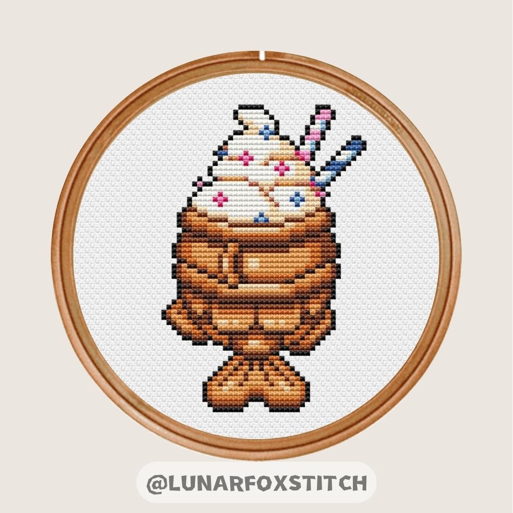 Taiyaki Ice Cream mini cross stitch pattern