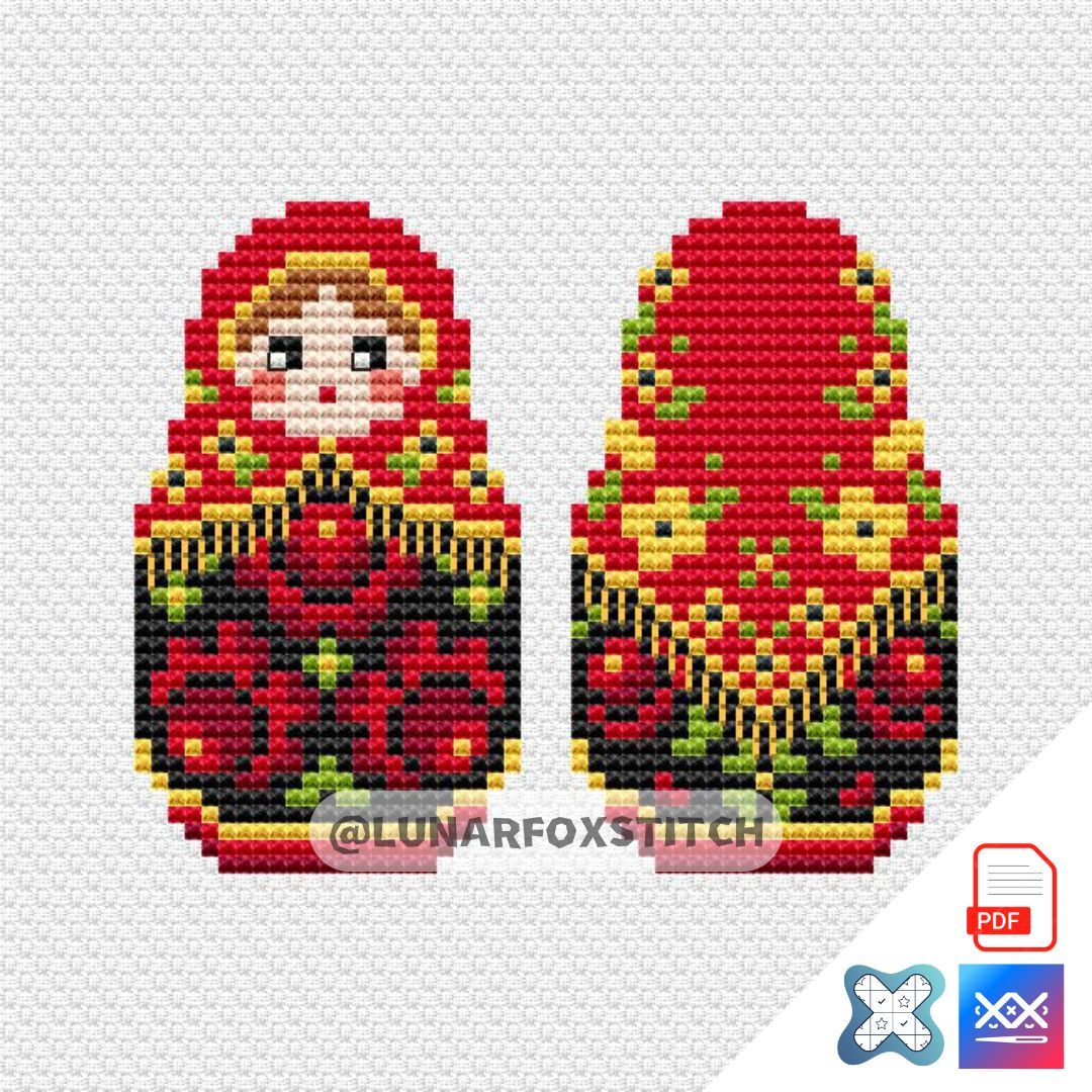 Matryoshka mini cross stitch pattern