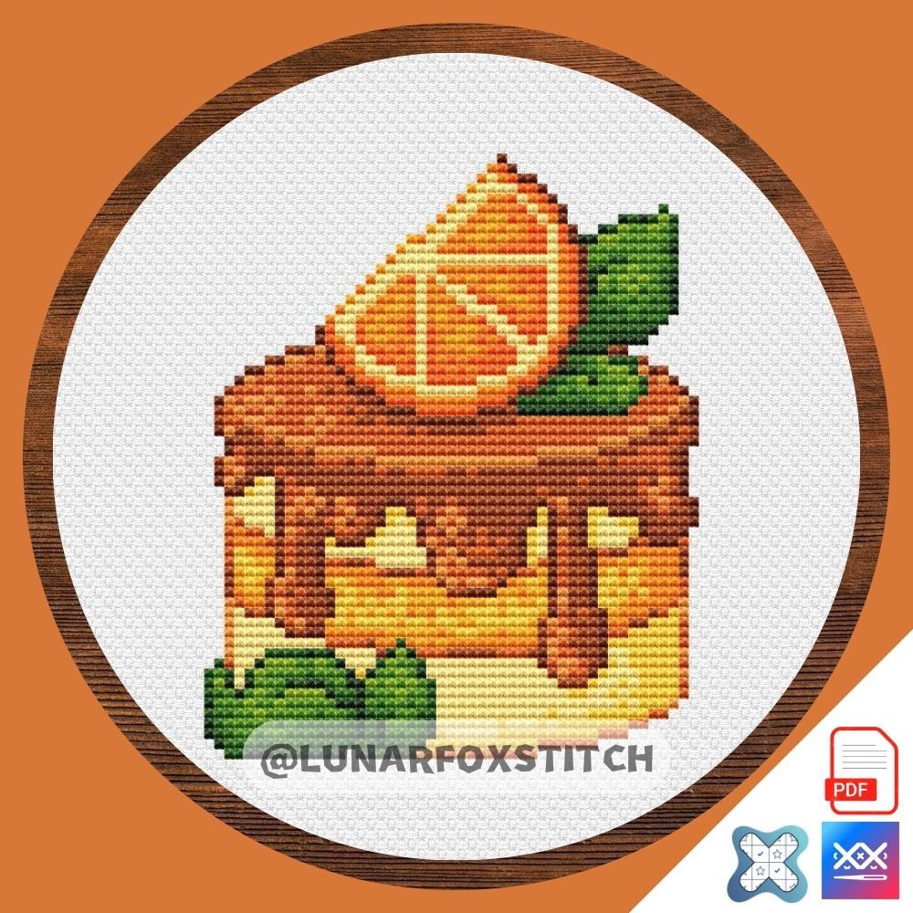 Orange cake cross stitch pattern