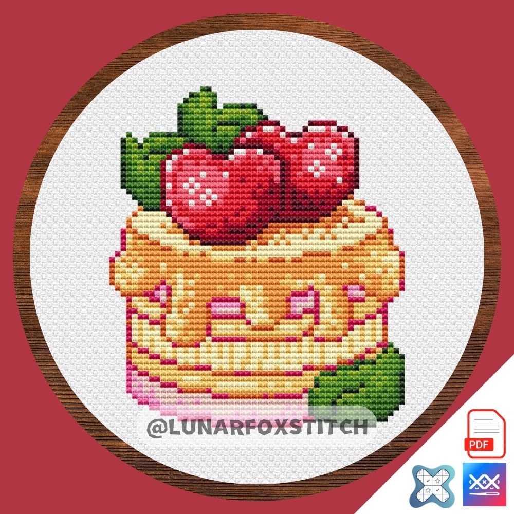 Cherry cake cross stitch pattern