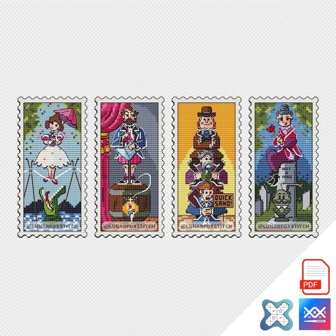 Halloween Portraits stamp cross stitch pattern