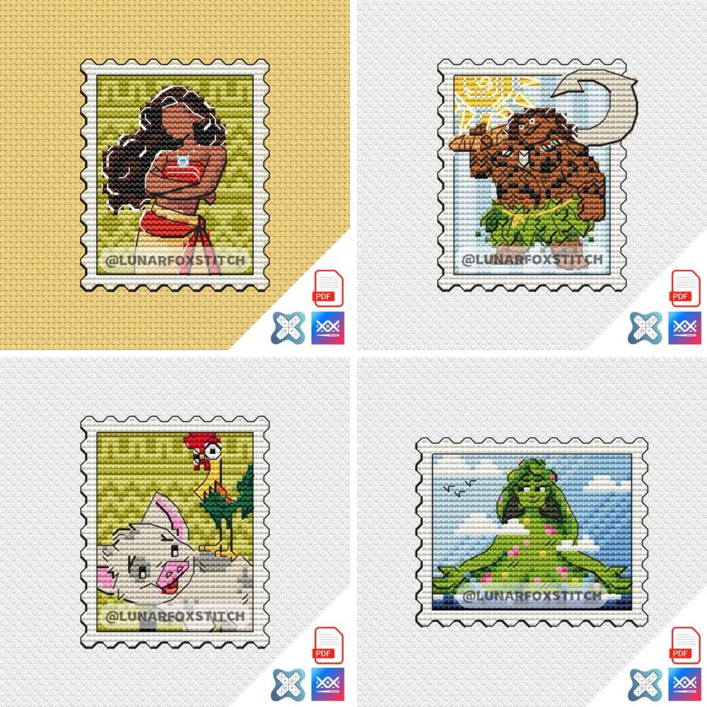 Sea princess - set of 4 mini postage stamp cross stitch pattern