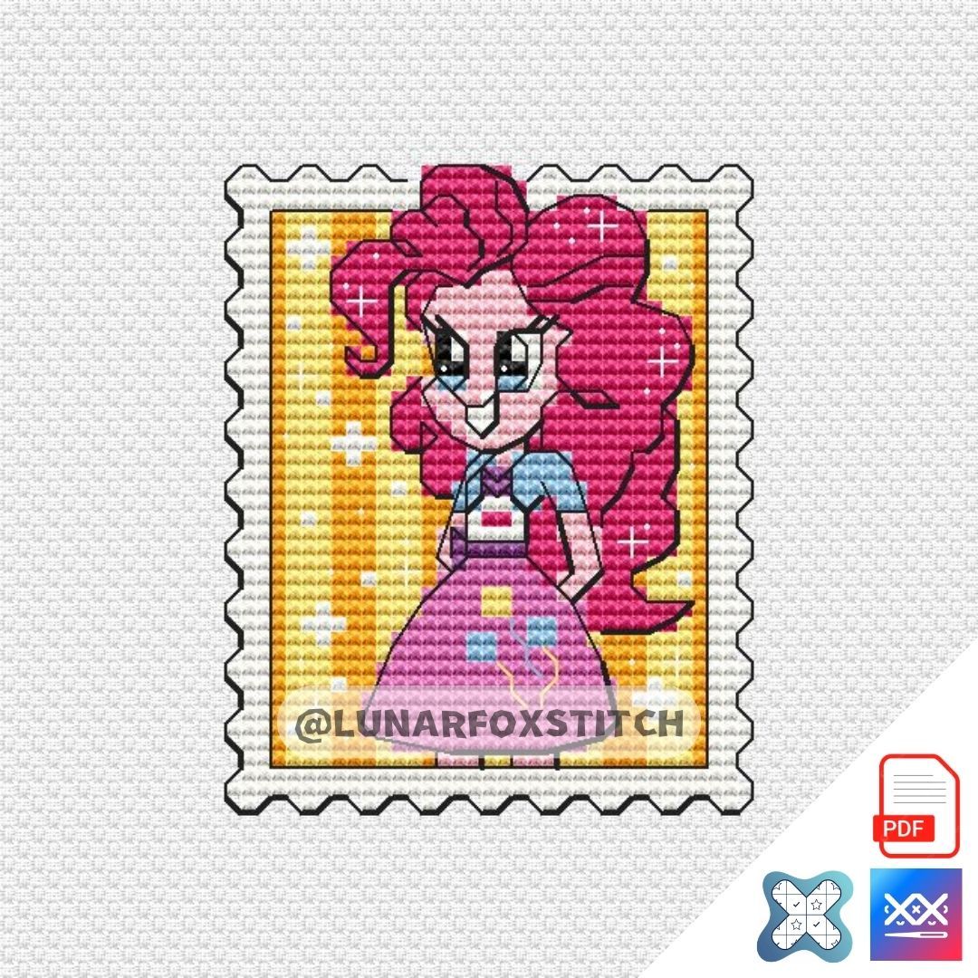 Pony Girl Pink mini postage stamp cross stitch pattern