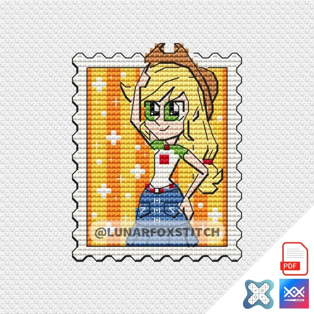 Pony Girl Cowboy mini postage stamp cross stitch pattern