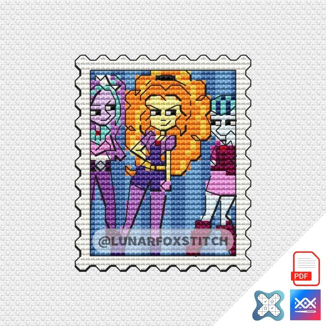 Pony Girls - Villains mini postage stamp cross stitch pattern