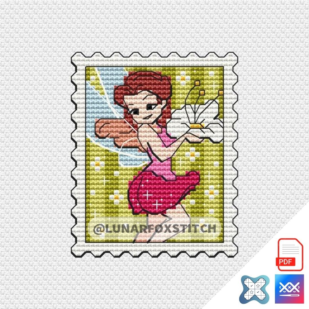 Fairy Flower mini postage stamp cross stitch pattern