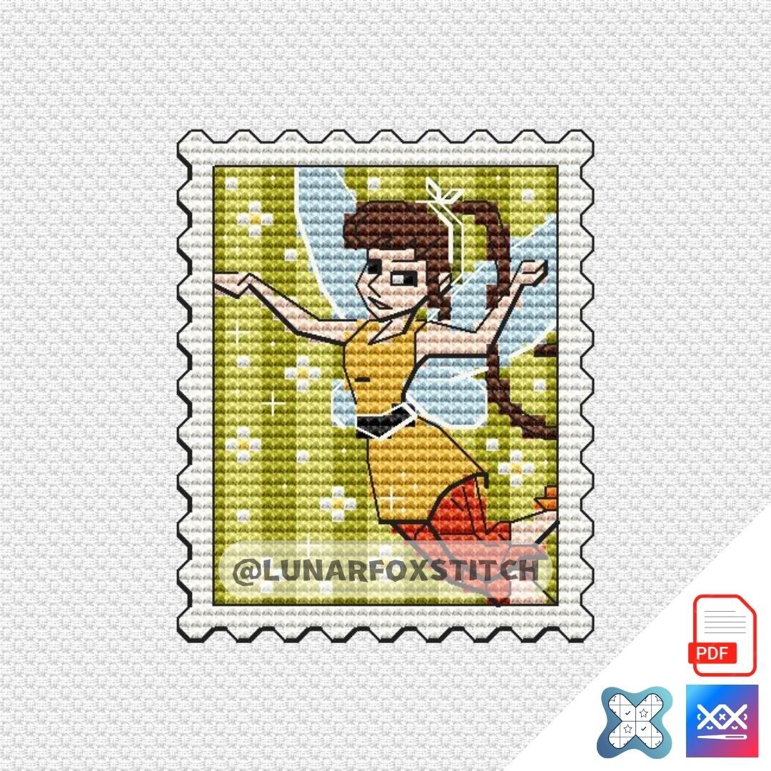 Fairy Animal mini postage stamp cross stitch pattern