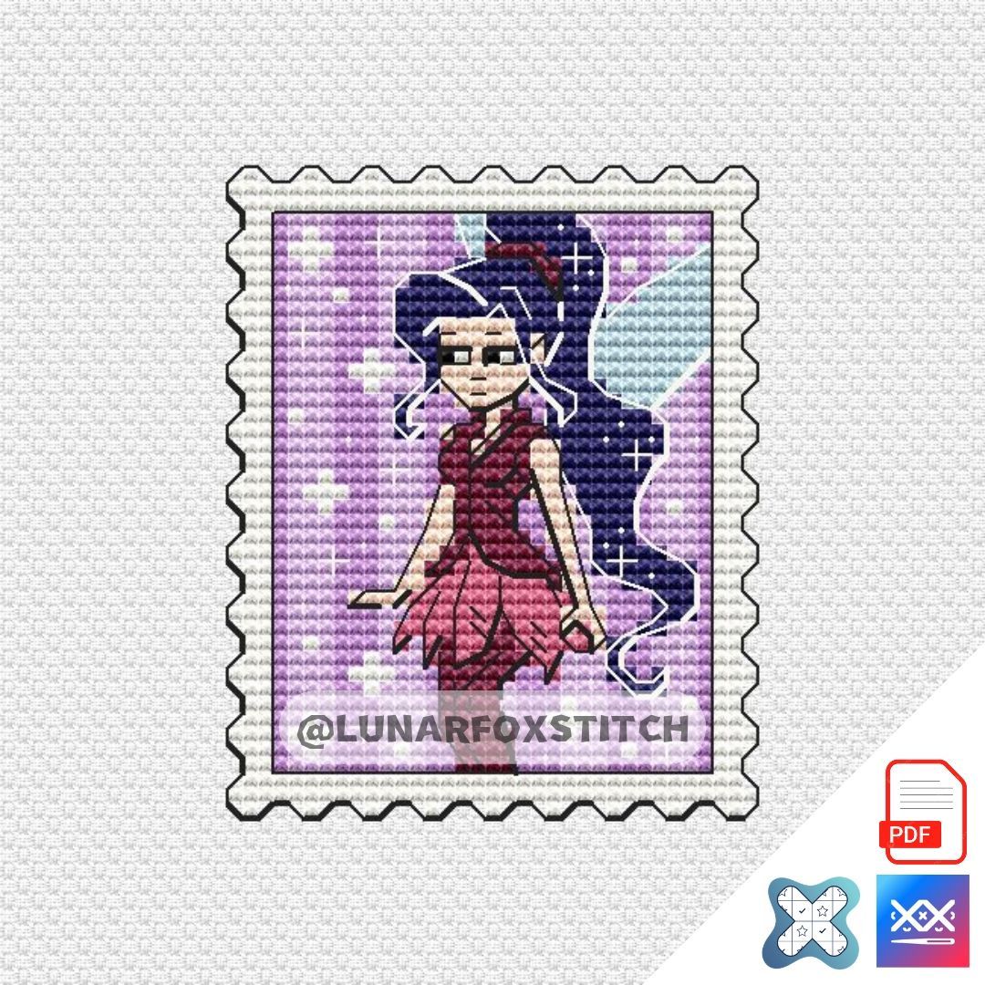 Fairy Wind mini postage stamp cross stitch pattern