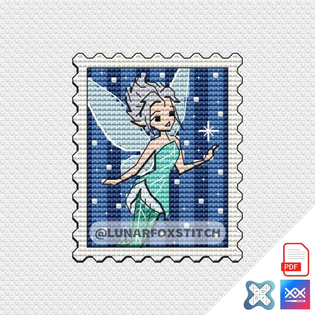 Fairy Snow mini postage stamp cross stitch pattern