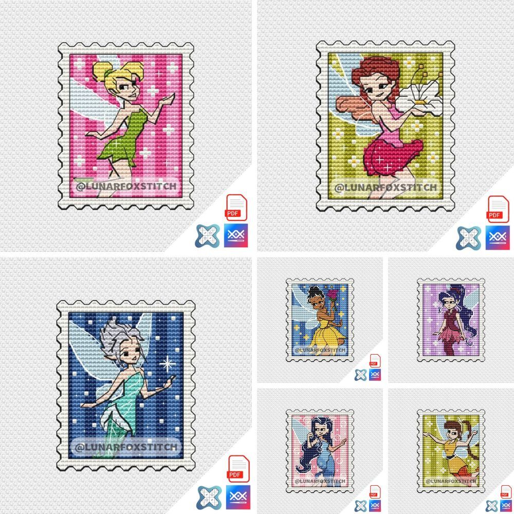 Fairy - Set of 7 mini stamp cross stitch pattern