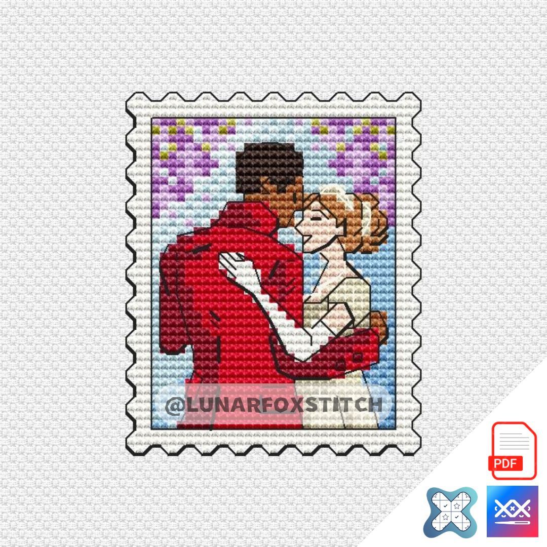 History love couple mini stamp cross stitch pattern
