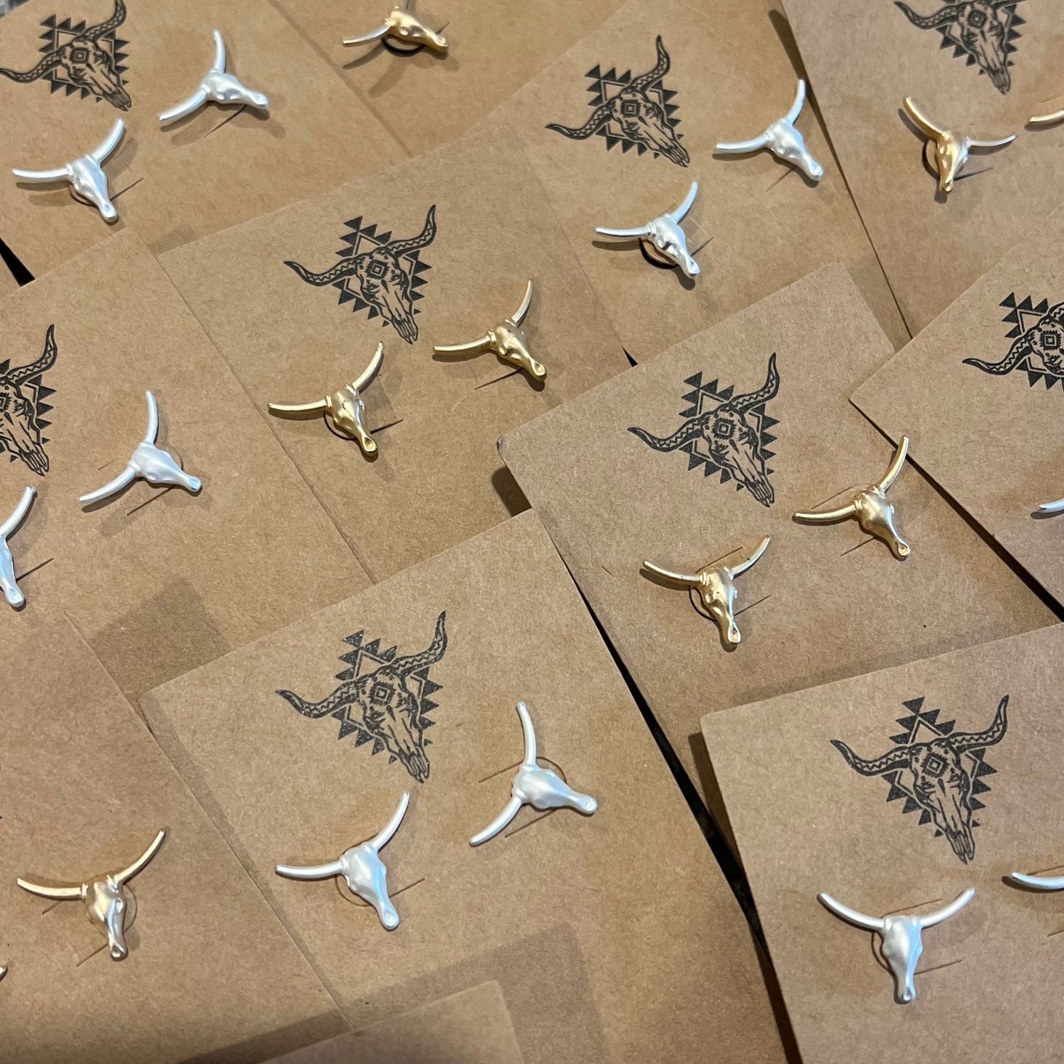 Longhorn earings - south western studs