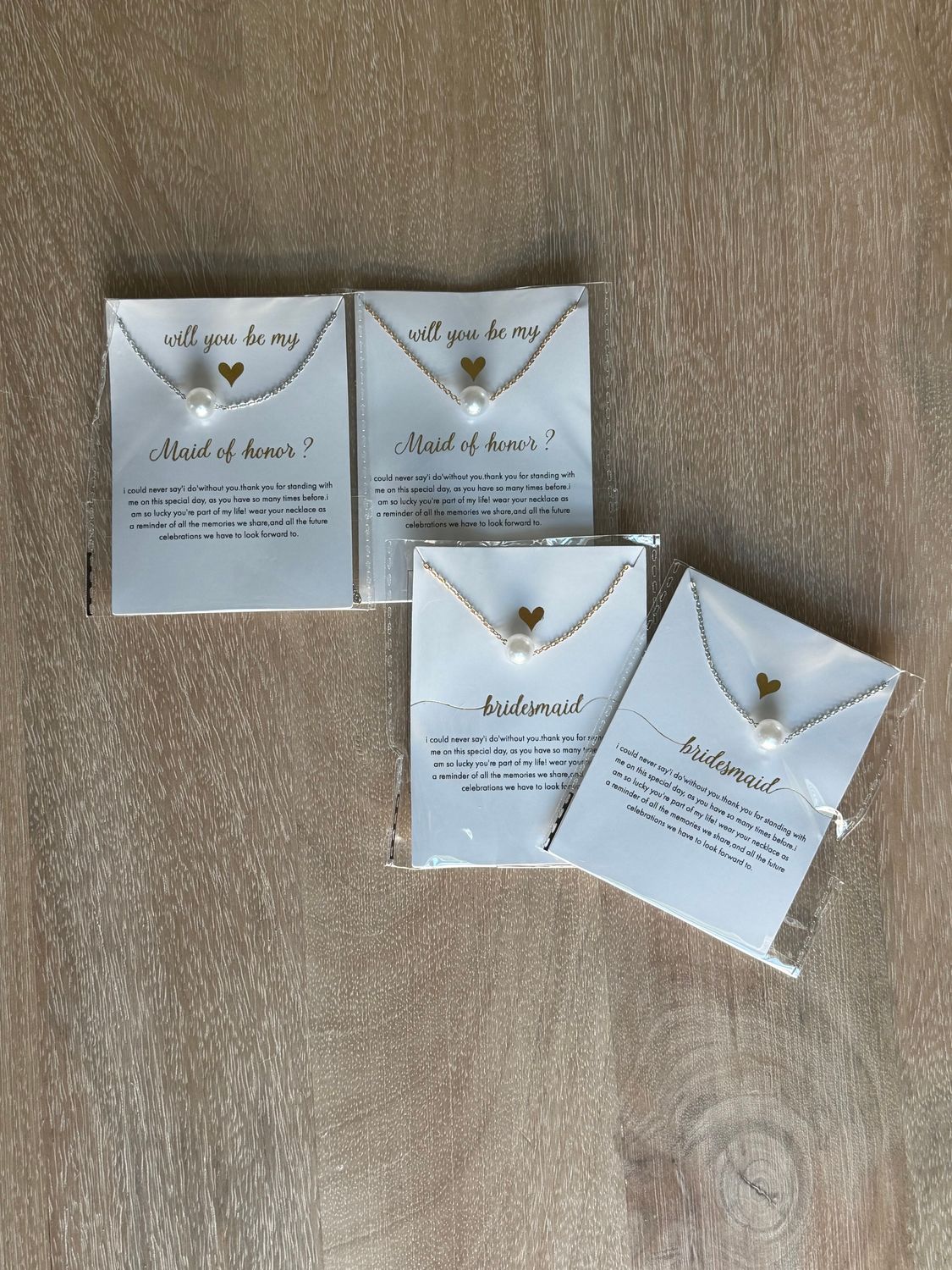 "Maid of honor" &amp; "Bridesmaid" Gift necklaces