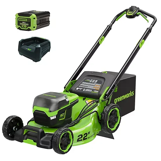 Greenworks Pro 60V 22 in. Brushless Cordless Battery Walk-Behind Self-Propelled Push Lawn Mower 8.0Ah Battery &amp; Charger
