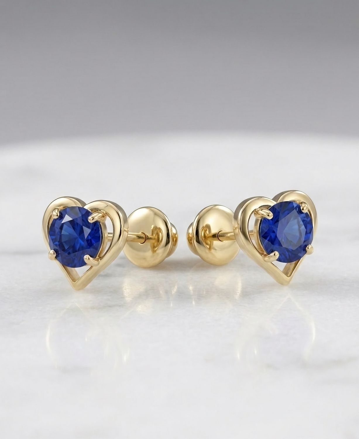 14kt Gold Heart Shape Blue Stone