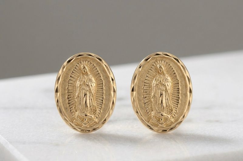 14kt Gold Virgin Mary Earrings