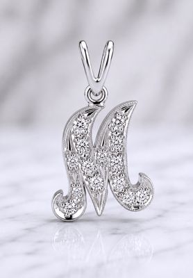 14kt White Gold Letter "M" Pendant