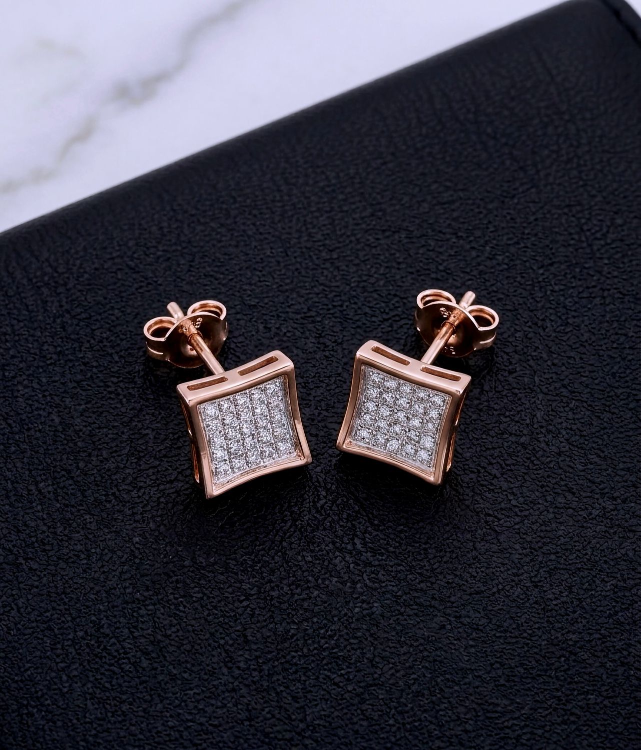 14kt Rose Gold Diamond Micro-Pave Stud Earrings