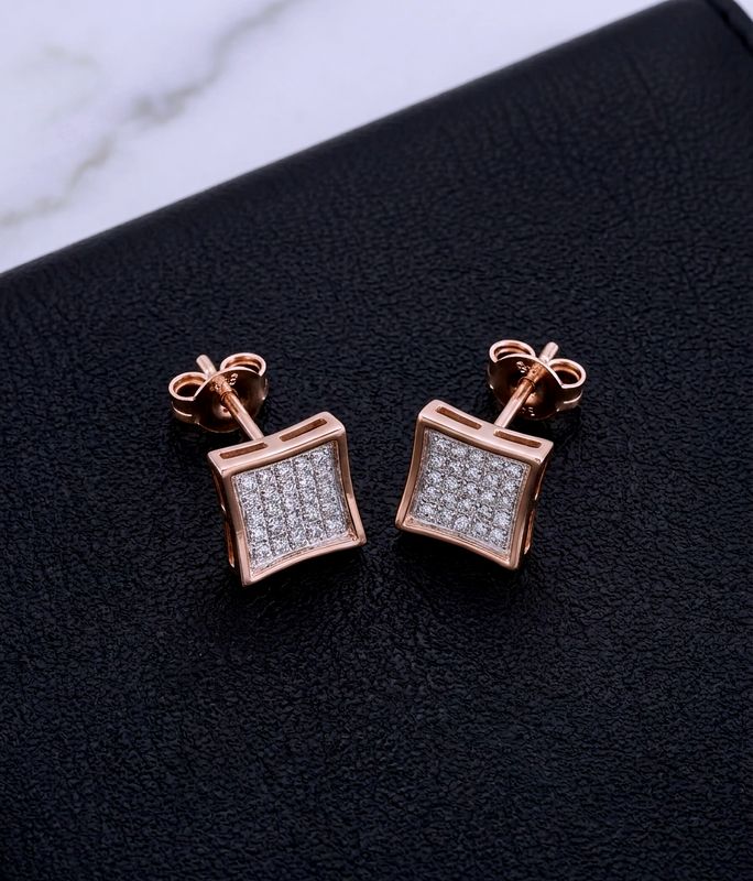 14kt Rose Gold Diamond Micro-Pave Stud Earrings