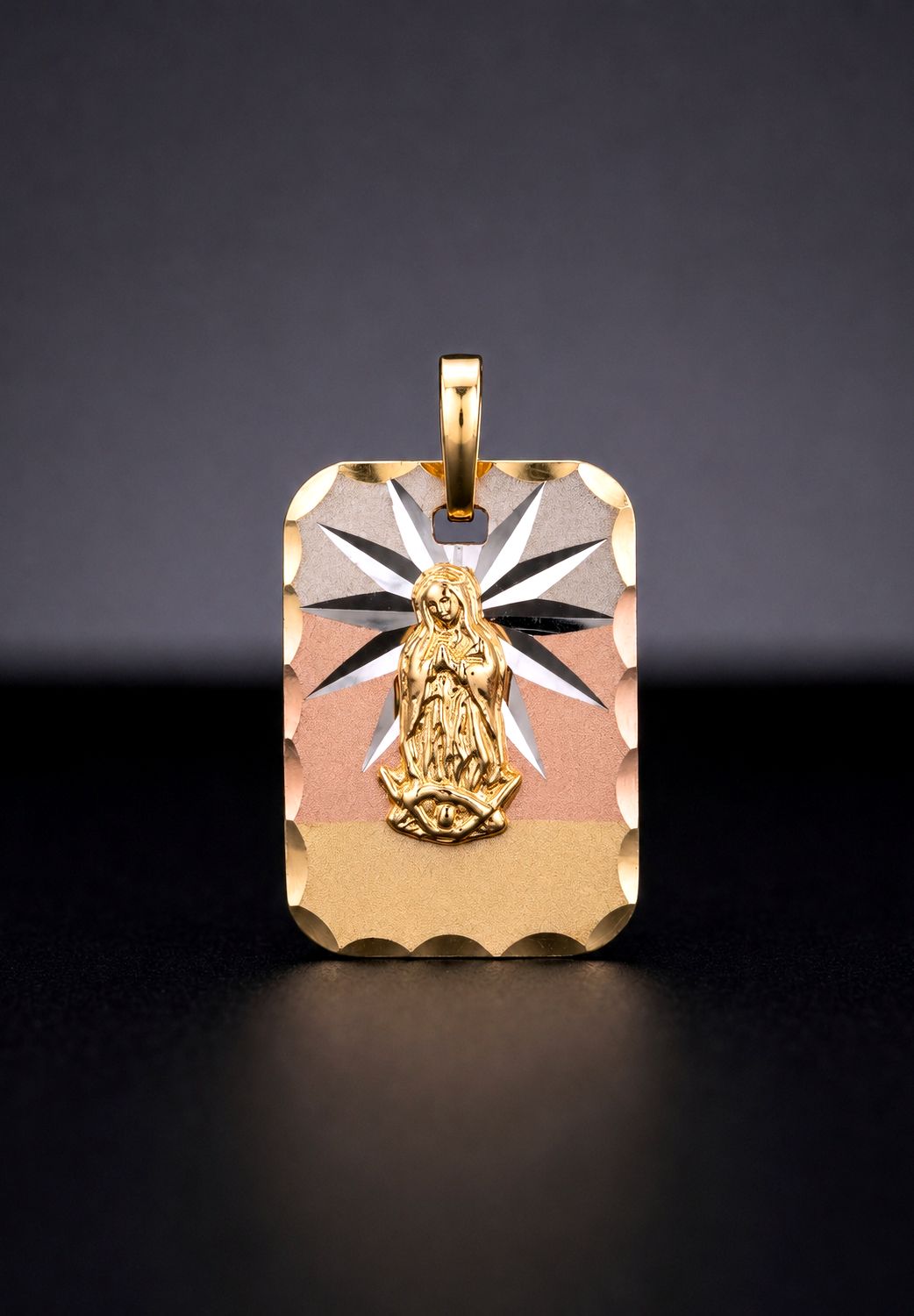 14kt Tri-Color Virgin Mary Pendant