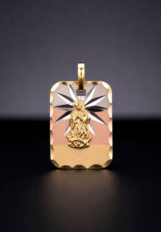 14kt Tri-Color Virgin Mary Pendant