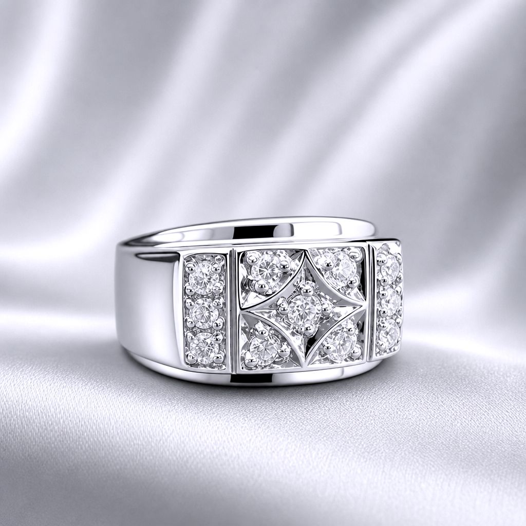 10kt White Gold  Men's Diamond Ring