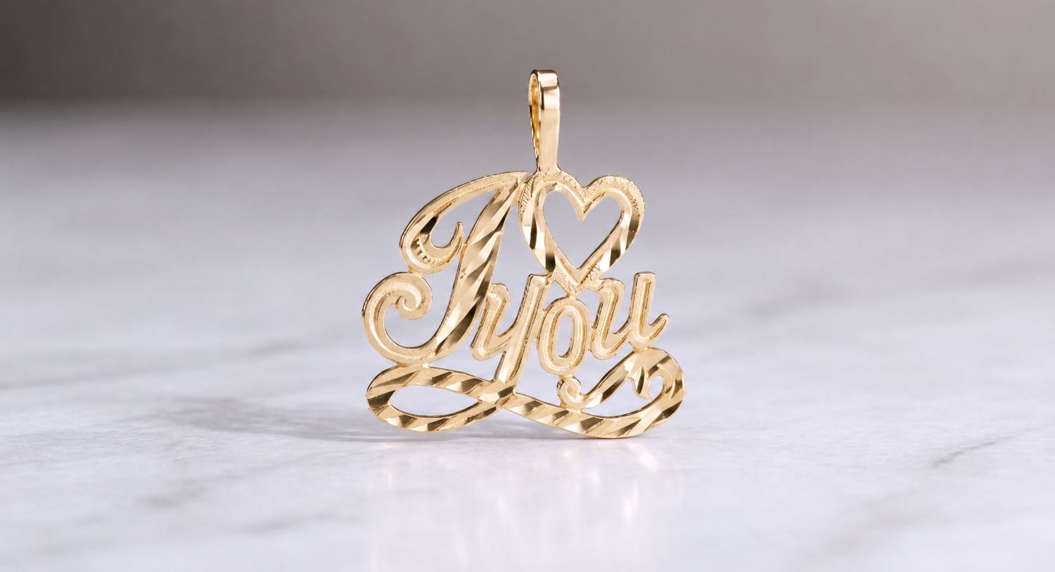 14kt Gold, I Love You Pendant