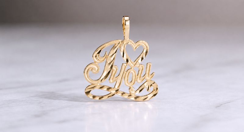 14kt Gold, I Love You Pendant