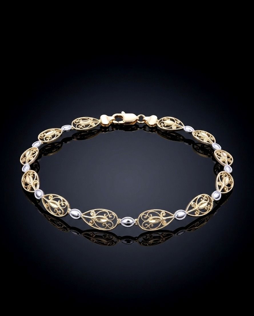 14kt 2-Tone Horizontal Pear Bracelet