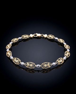 14kt 2-Tone Horizontal Pear Bracelet