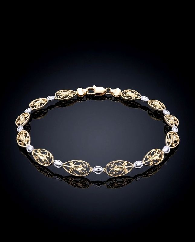 14kt 2-Tone Horizontal Pear Bracelet