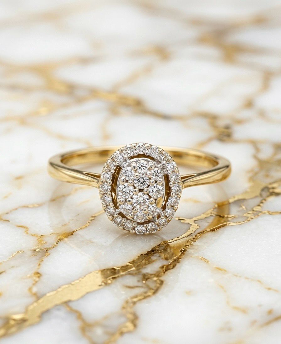 10kt Gold Oval Cluster Ring