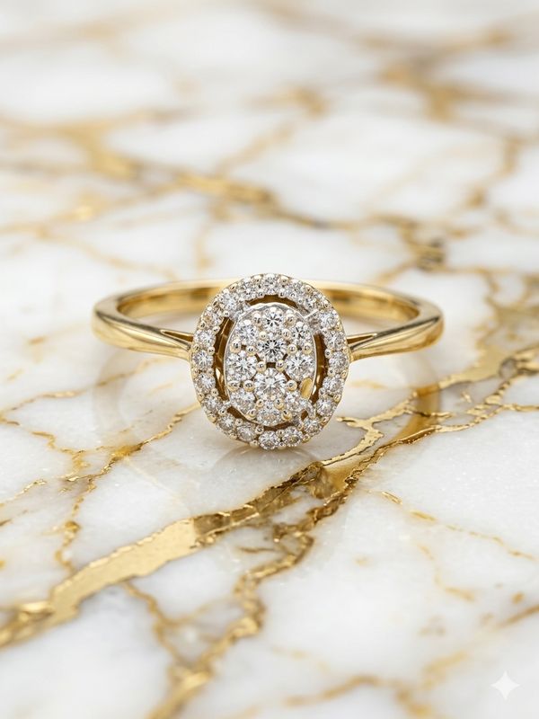 10kt Gold Oval Cluster Ring
