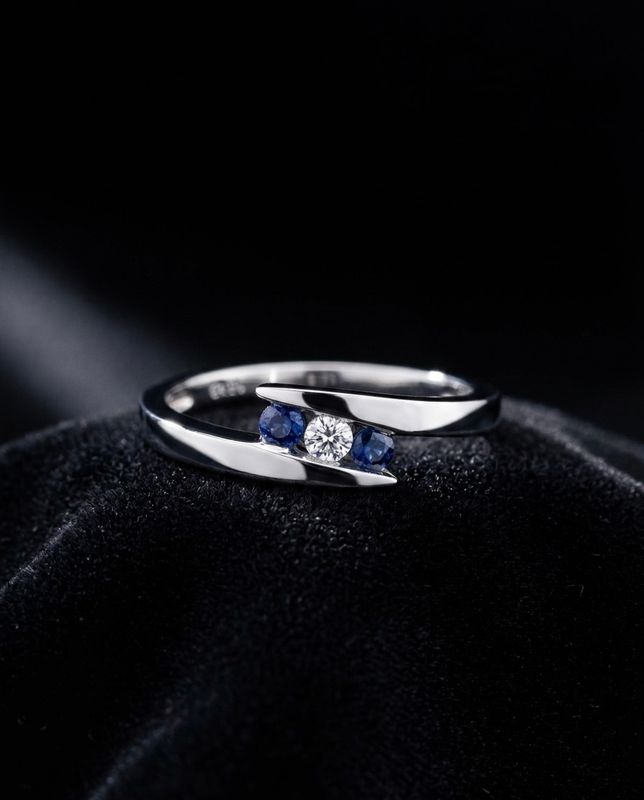 10kt White Gold 3 Stone Bypass Ring