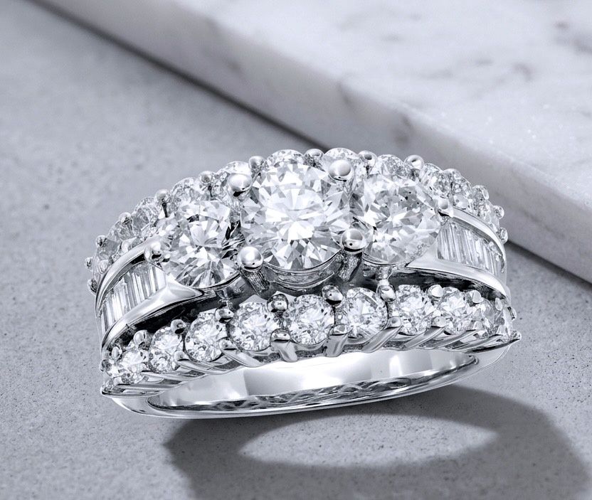 14kt White Gold 3 Stone Bridal set