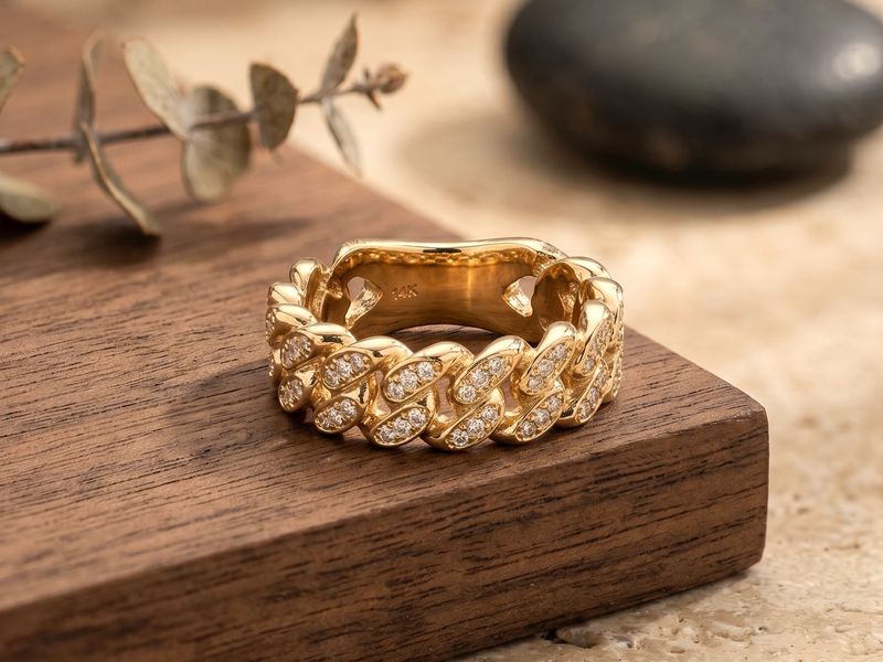 14kt Gold Cuban Zircon Ring