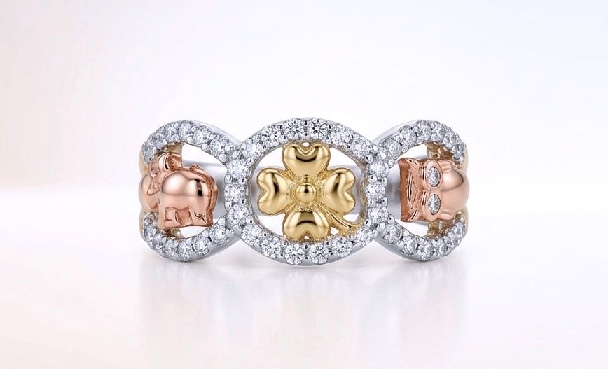 14kt Gold Two-Tone 4 Symbol Ring