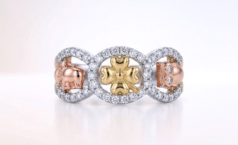 14kt Gold Two-Tone 4 Symbol Ring