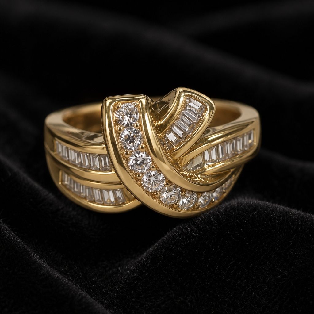 10kt Gold Baguette Diamond Bypass Ring