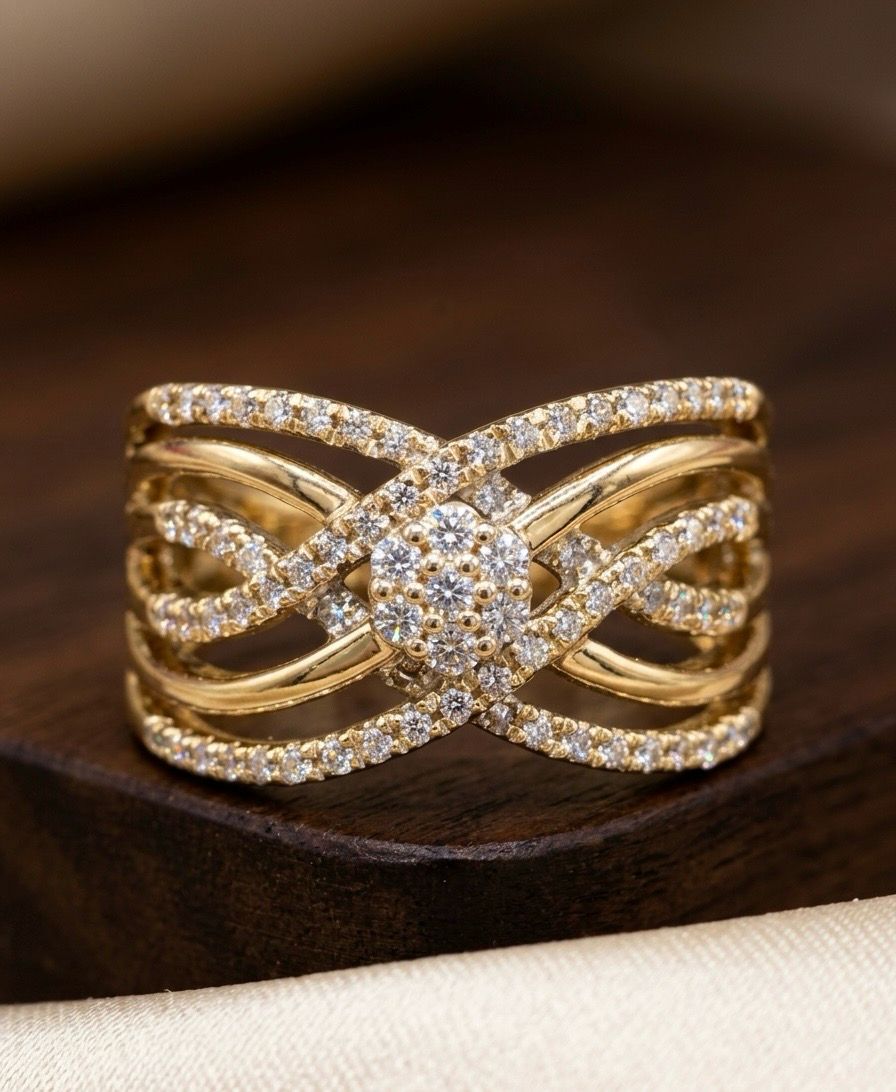 10kt Gold Diamond Accent Crossover Band
