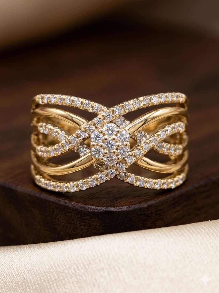 10kt Gold Diamond Accent Crossover Band