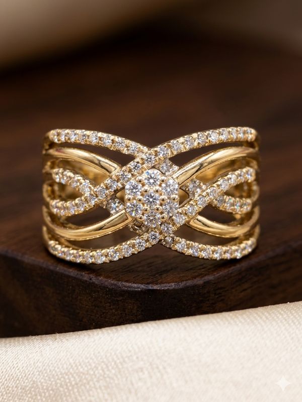 10kt Gold Diamond Accent Crossover Band