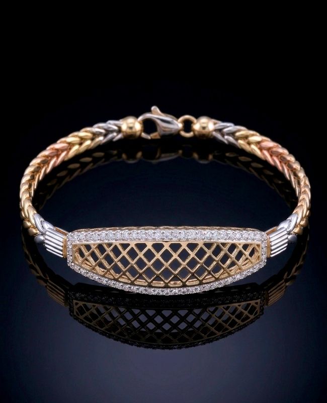 14kt 3-Tone ID Bracelet