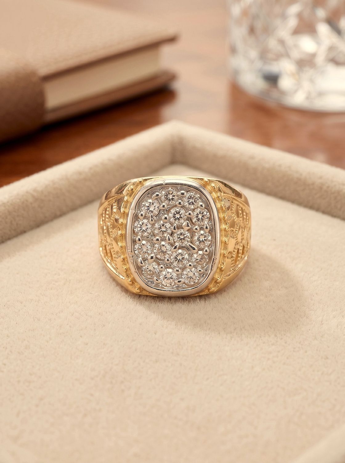 14kt Gold Men's Iced Out CZ Ring
