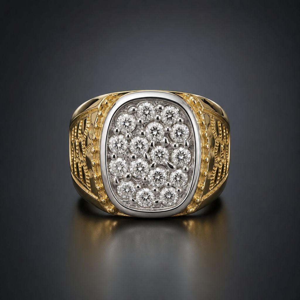 14kt Gold Men's Iced Out CZ Ring