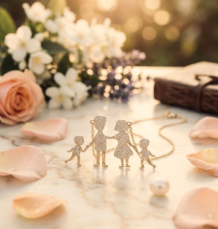 Silver Gold Plated Family Necklace
